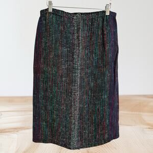 Svetlana Textile Artist Hand Woven Pencil Skirt Size M Black Multi Great Colors